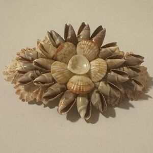 Seashell Barrette. Appears to be Handmade. Approx 4”x 2”